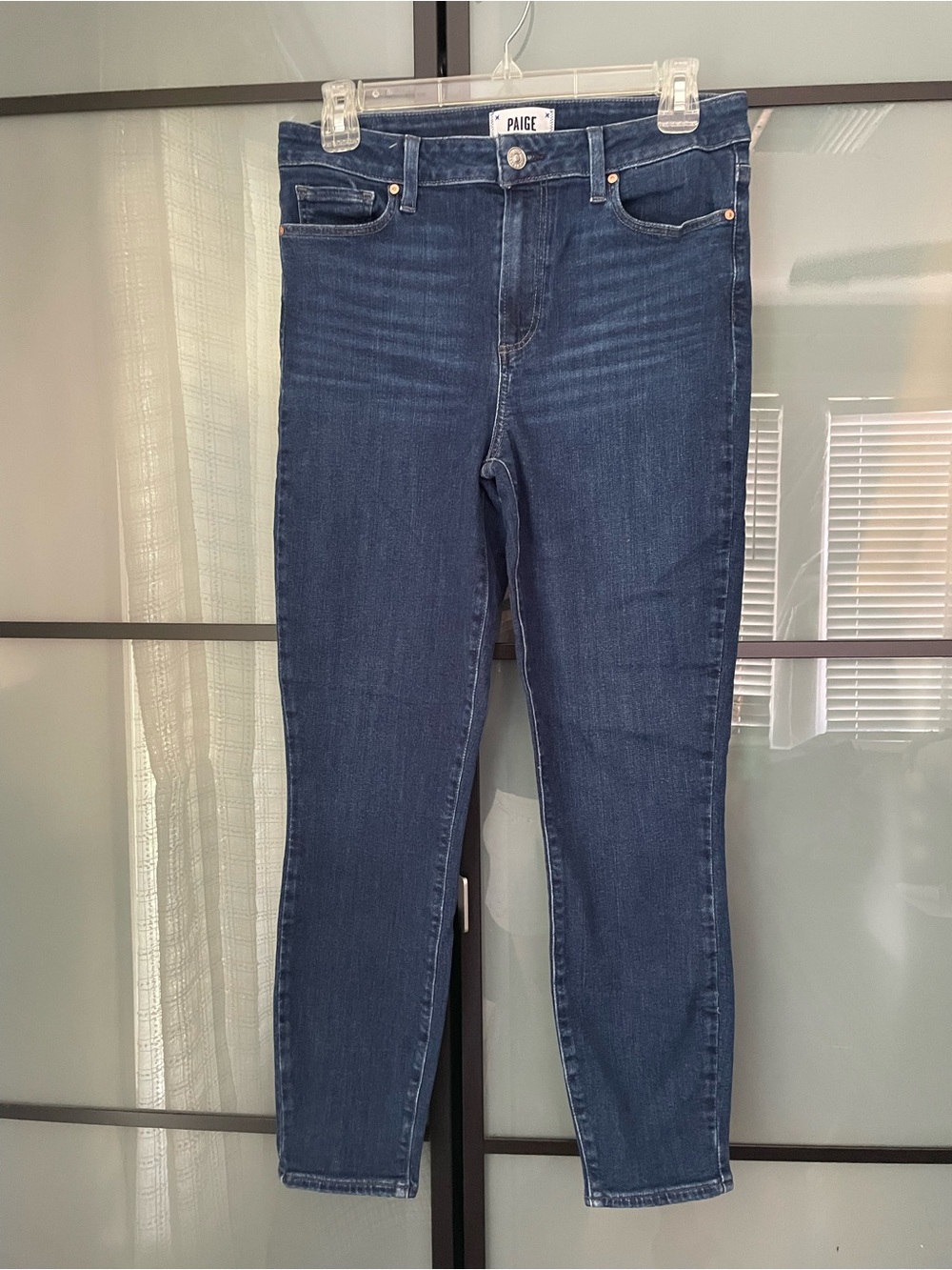 Paige Hoxton Crop dark wash High-Rise Skinny Jeans